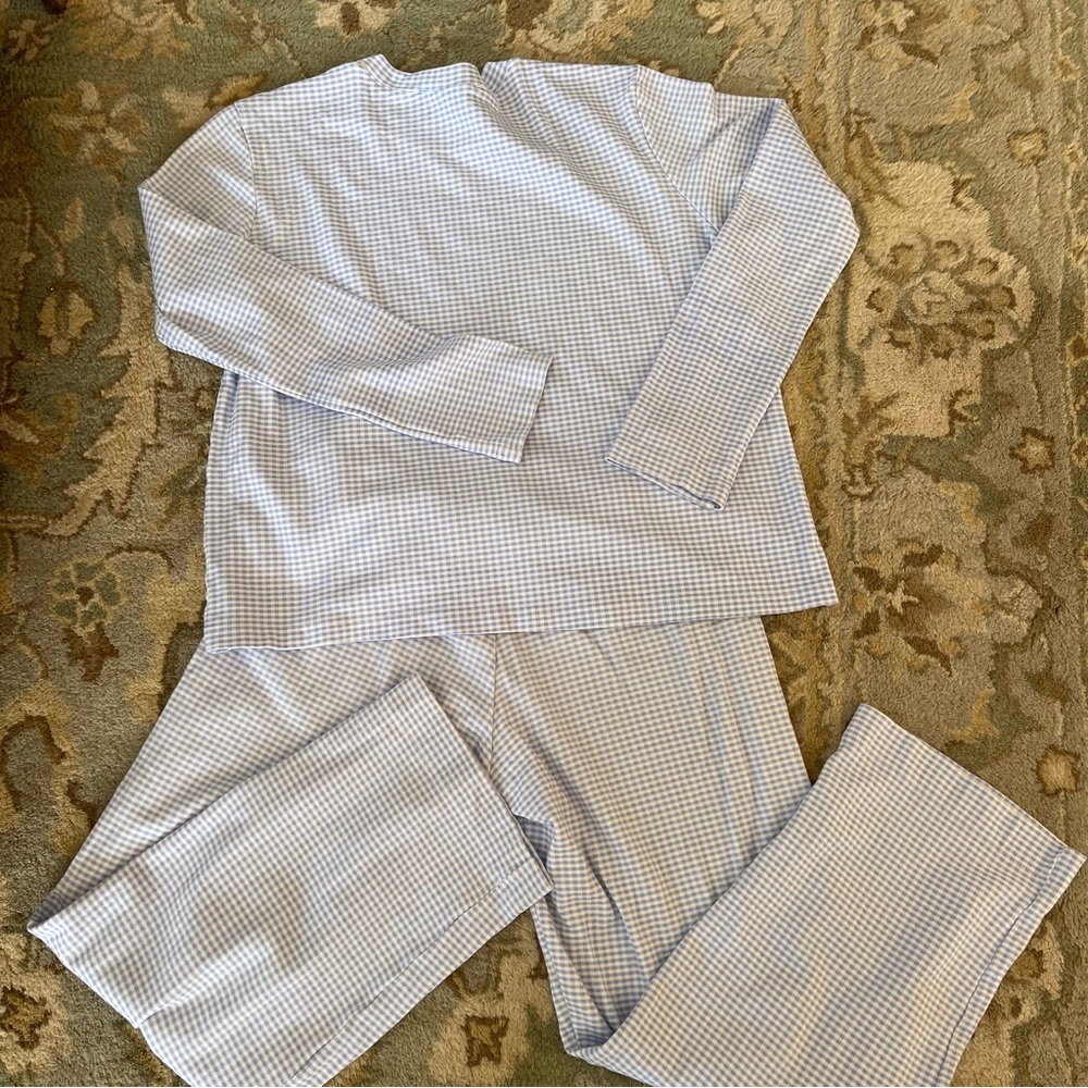 Hill House Pajama Set Women's Size XS Blue Gingham Organic Cotton Sleepwear Set - Picture 7 of 7